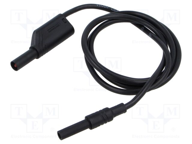 Test lead; 32A; insulated; Urated: 1kV; Len: 1m; black