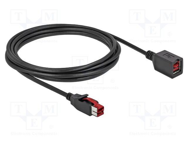 Cable; PoweredUSB socket,PoweredUSB plug; 3m; black; 20AWG,26AWG