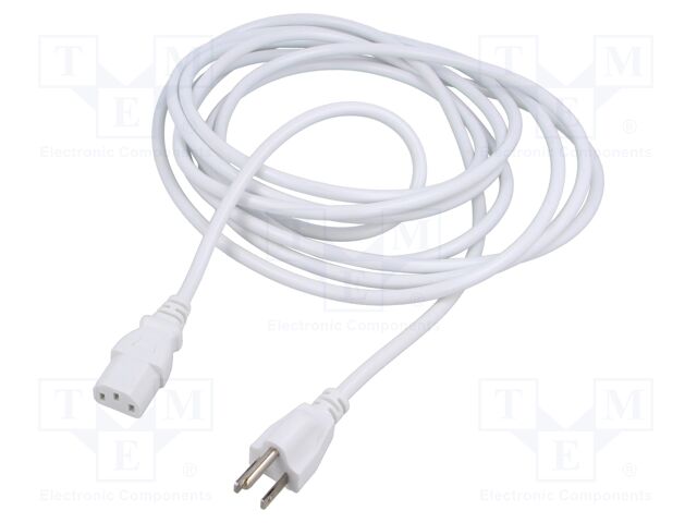 Cable; 3x0.75mm2; IEC C13 female,NEMA 5-15 (B) plug; PVC; 5m