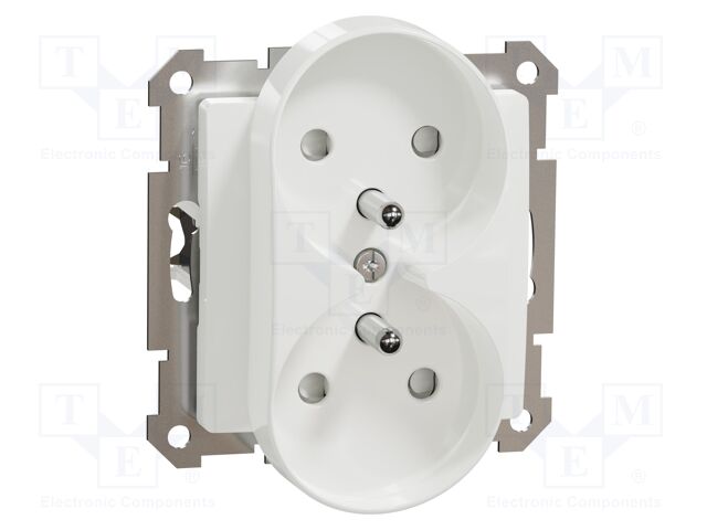 Dual E-type socket; 250VAC; IP20; white; Sedna Design; 2x 2P+PE