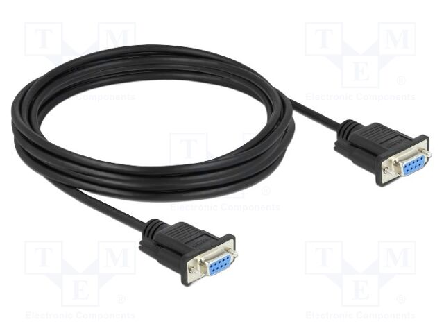 Cable; D-Sub 9pin socket,both sides; PVC; Len: 4m; black