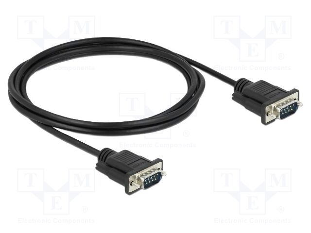 Cable; D-Sub 9pin plug,both sides; PVC; Len: 2m; black; Øcable: 5mm
