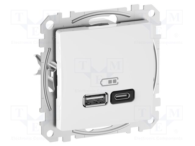 USB power socket; 220/240VAC; IP20; white; Sedna; Illumin: none