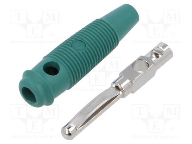 Connector: 4mm banana; plug; 16A; 60VDC; green; 3mΩ; 1.5mm2; 59.5mm