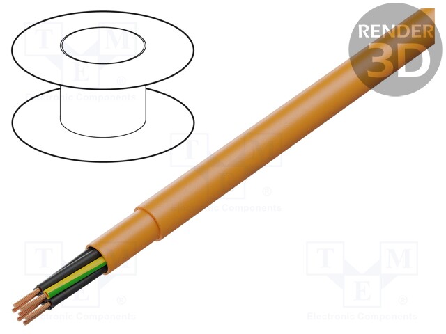 Wire; PUR-ORANGE-JZ; 7G1,5mm2; unshielded; 300/500V; PUR; Cu