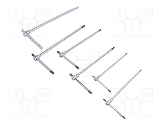 Wrenches set; hexagon keys; Pcs: 6; Kind of handle: T