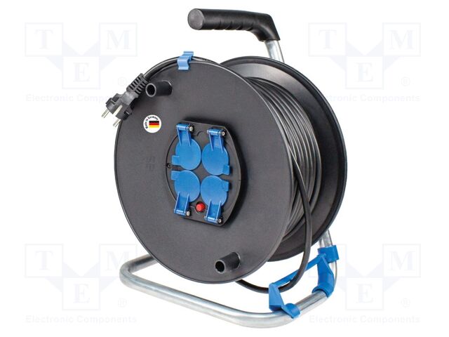 Extension lead; 3G1.5mm2; Sockets: 4; PVC; black; 25m; 16A