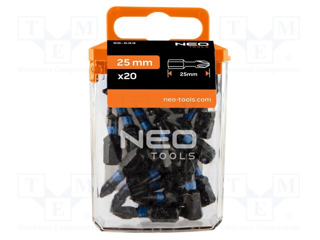 Kit: screwdriver bits; Pozidriv®; 25mm; PZ1; impact; 20pcs.