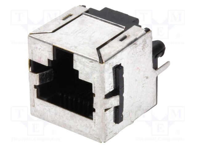 Socket; RJ45; PIN: 8; with panel stop blockade; Layout: 8p8c; THT