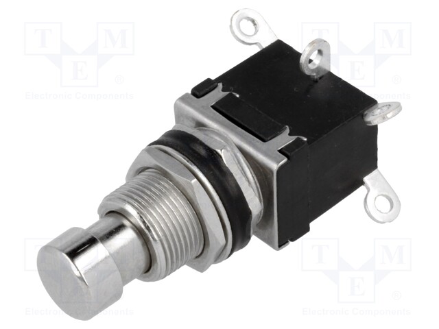 Switch: push-button; Pos: 2; DPDT; 2A/250VAC; grey; Illumin: none