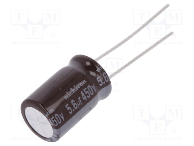 Capacitor: electrolytic; THT; 5.6uF; 450VDC; Ø10x16mm; Pitch: 5mm
