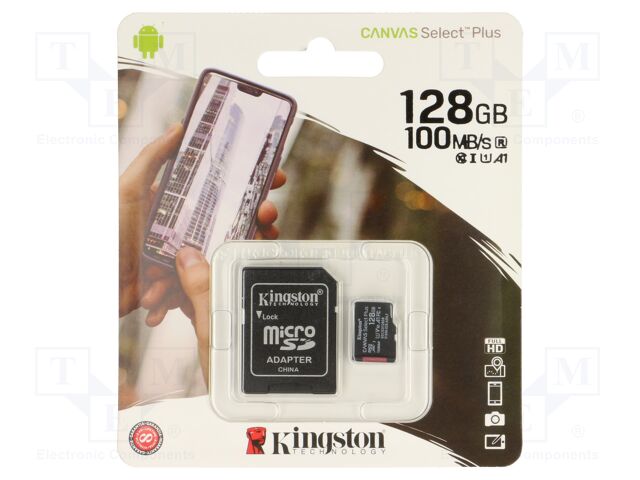 Memory card; microSD; R: 100MB/s; W: 80MB/s; Class 10 UHS I U3