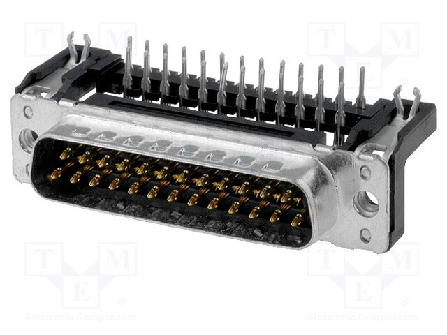 D-Sub; PIN: 25; socket; male; PCB snap-in; angled 90°; THT; UNC4-40