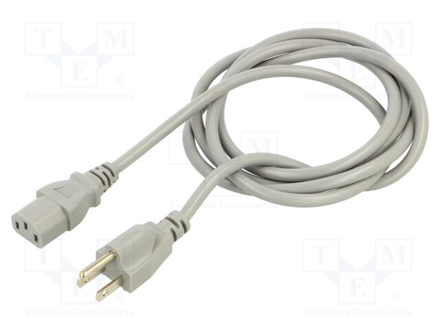 Cable; 3x0.75mm2; IEC C13 female,NEMA 5-15 (B) plug; PVC; 1.8m