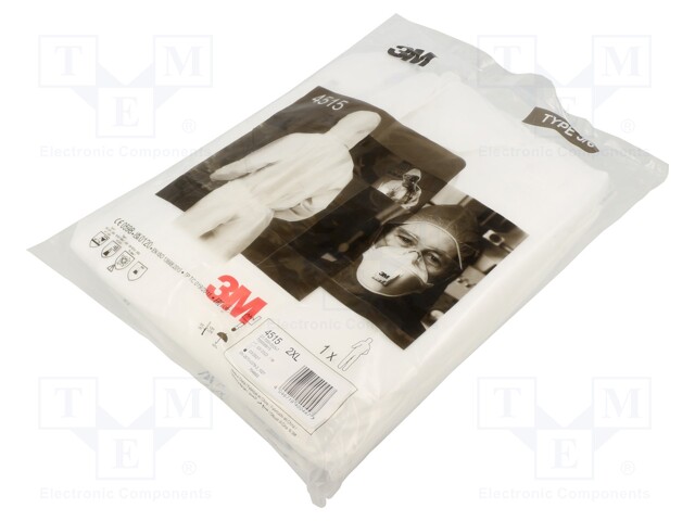 Protective coverall; Size: XXL; white; 4515; with a hood