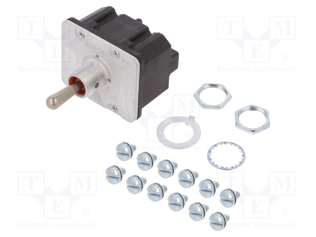 Switch: toggle; Pos: 3; 4PDT; ON-ON-ON; 10A/230VAC; Leads: screw