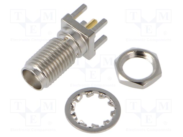 Socket; SMA; female; straight; 50Ω; THT; on PCBs; teflon