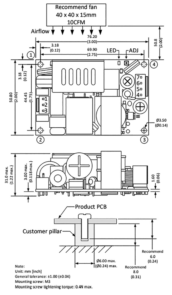 Power supply: switched-mode; 114W; 85÷264VAC; Usup: 120÷370VDC