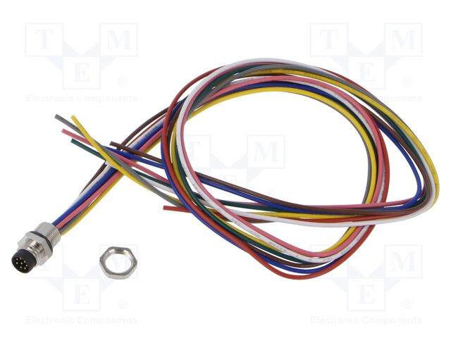 Connector: M8; socket; male; PIN: 8; 0.25mm2; 32V; 1.5A; IP67; 500mm