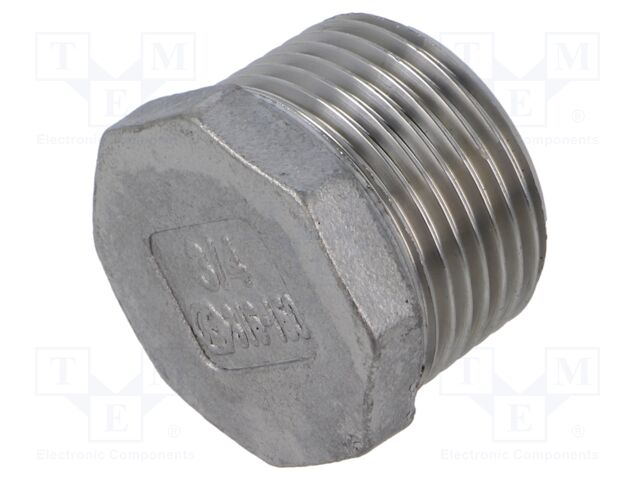 Screw plug; max.10bar; acid resistant steel AISI 316; 21mm