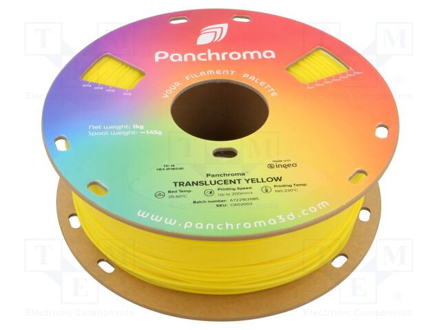 Filament: PLA; 1.75mm; translucent yellow; 190÷230°C; 1kg