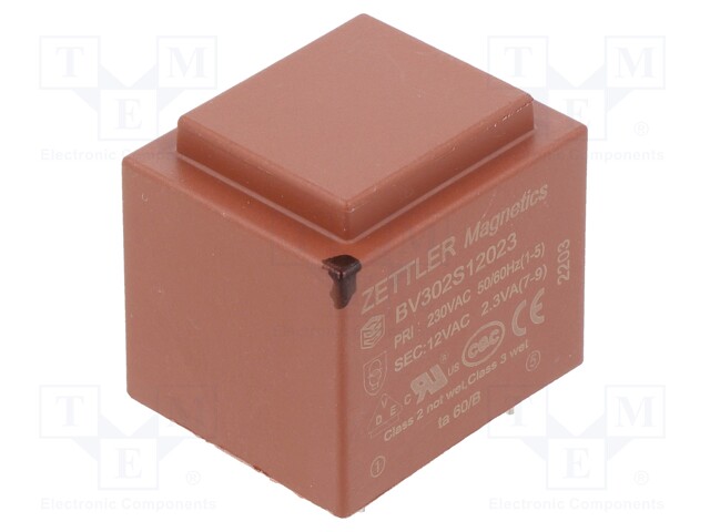 Transformer: encapsulated; 230VAC; 12V; Mounting: PCB