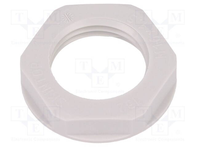 Nut; M16; polyamide; UL94V-2; 22mm; light grey; -20÷100°C