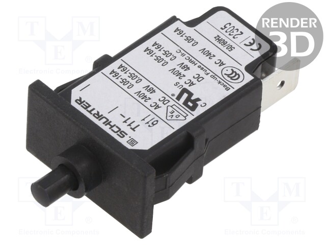 Circuit breaker; Urated: 240VAC; 48VDC; 0.5A; SPST; Poles: 1