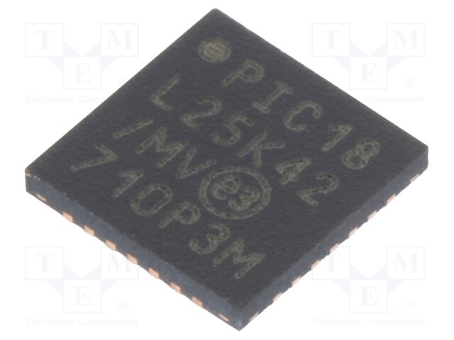 PIC microcontroller; Memory: 32kB; SRAM: 2048B; EEPROM: 256B; SMD