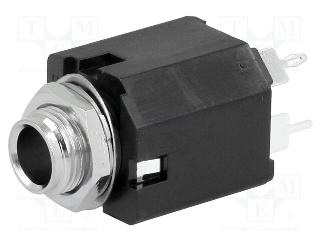 Socket; Jack 6,35mm; female; mono; with on/off switch; straight
