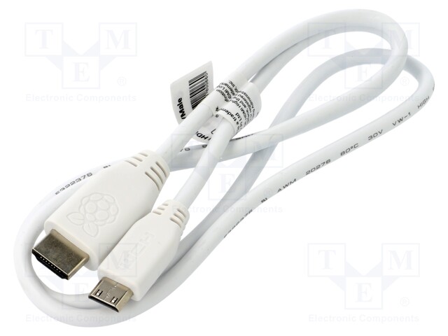 Connection cable; 1m; white; HDMI plug,mini HDMI plug