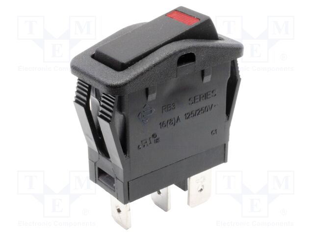 ROCKER; SPST; Pos: 2; OFF-ON; 16A/125VAC; IP67; LED; 125V; Body: black