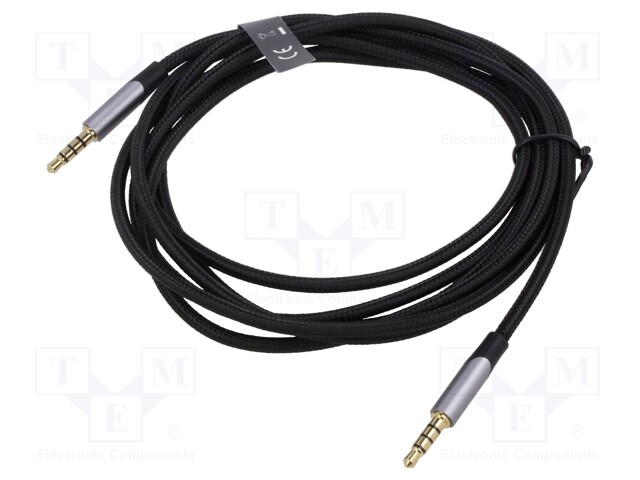 Cable; Jack 3,5mm 4pin plug,both sides; 1m; Plating: gold-plated