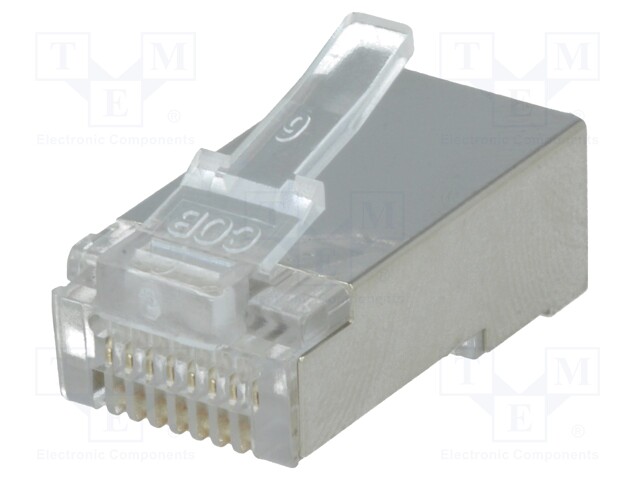 Plug; RJ45; PIN: 8; shielded; gold-plated; Layout: 8p8c; 26AWG; IDC