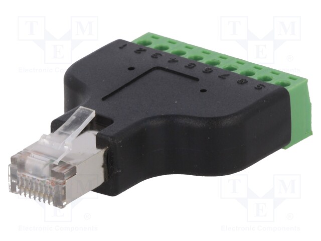 Plug; RJ45; PIN: 8; shielded; Layout: 8p8c; Colour: black; for cable