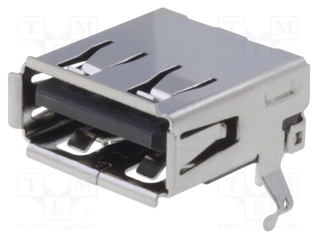 Socket; USB A; THT; angled 90°; USB 2.0; gold-plated