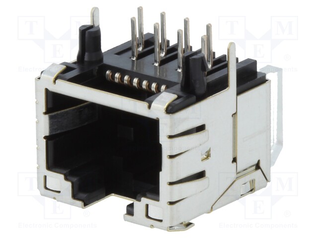 Socket; RJ45; PIN: 8; Cat: 5; gold-plated; Layout: 8p8c; THT; on PCBs
