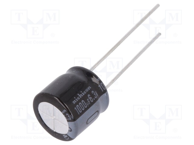 Capacitor: electrolytic; THT; 1000uF; 6.3VDC; Ø10x9mm; Pitch: 5mm
