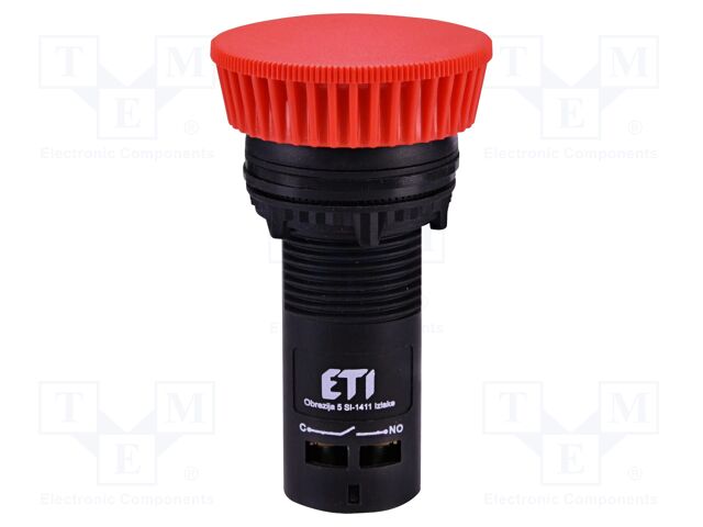 Switch: push-button; 22mm; NO; red; IP65; mushroom; E; Pos: 2; Ø22.5mm