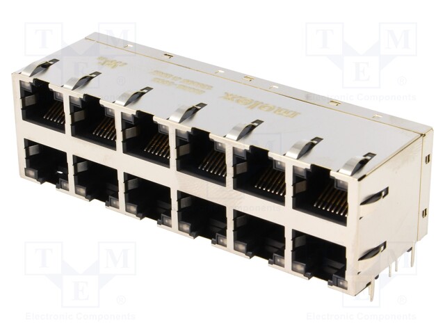 Socket; RJ45; PIN: 8; Cat: 5e; gold-plated; Layout: 8p8c; ways: 12