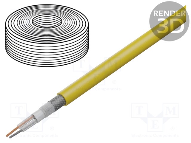 Wire: microphone cable; 2x0,35mm2; yellow; OFC; PVC; -15÷70°C; 100m