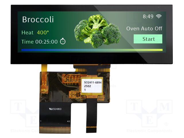 Display: TFT; 3.9"; 480x128; Illumin: LED; Dim: 104.9x38.53x4.53mm