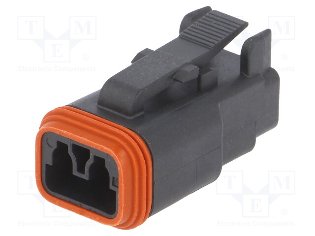 Connector: wire-wire; DT; plug; female; PIN: 2; Locking: latch; black