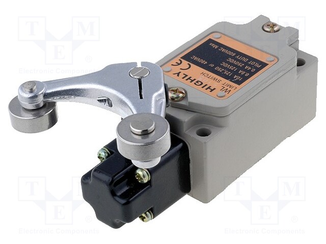 Limit switch; lever R 38mm, metal roller Ø17,5mm, double; 10A