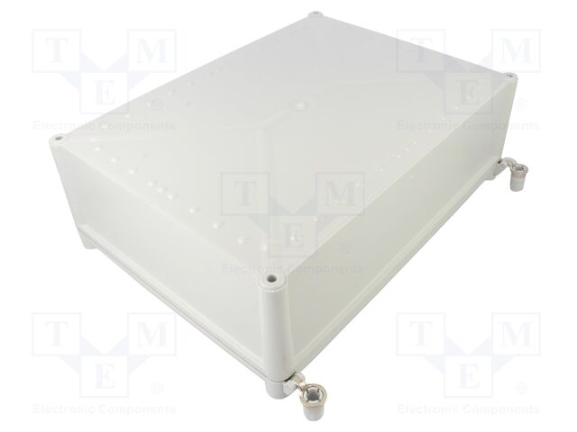 Enclosure: multipurpose; X: 278mm; Y: 378mm; Z: 130mm; with hinges