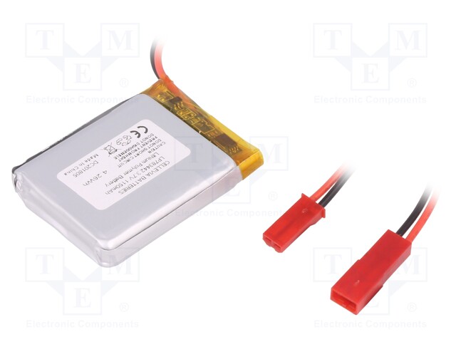 Re-battery: Li-Po; 3.7V; 1150mAh; Leads: cables; 7.5x34x42mm