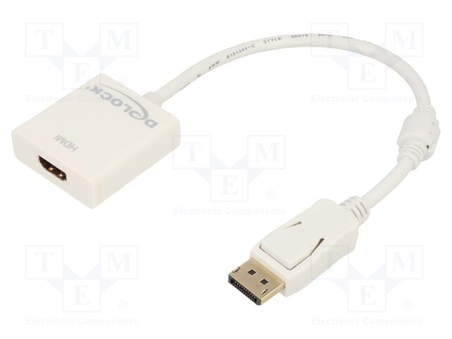 Adapter; DisplayPort plug,HDMI socket; 0.2m; white; white