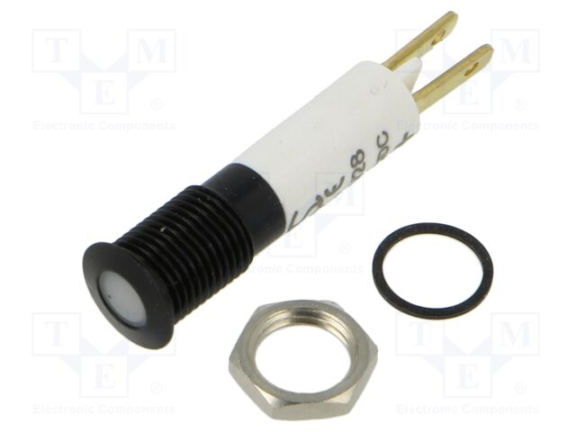 Indicator: LED; flat; white; 24÷28VDC; 24÷28VAC; Ø8mm; IP67; metal