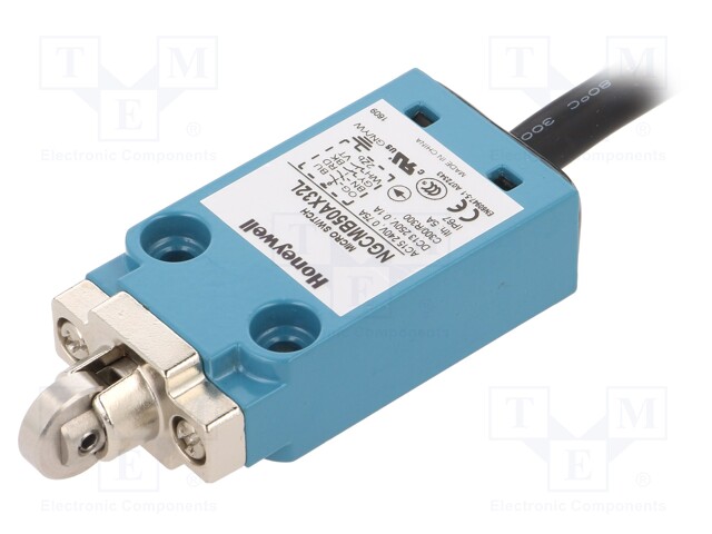 Limit switch; transversal plastic roller Ø12,7 mm; 5A; lead 5m