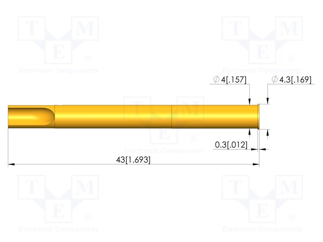 Test probe socket; gold-plated; KS-150; soldered; 43mm